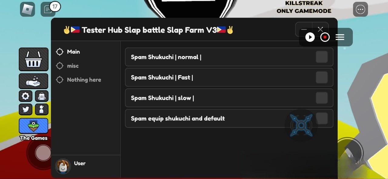 Slap Battle: Spam equip Skukuchi